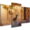 3 stykke lærredsprint, Deer Forest Sunrise Nature