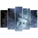 5 stykke lærredsprint, Buddha Zen Fog Blue