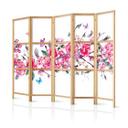 Japansk foldevæg til rumopdeling - Japansk stil: blomster og sommerfugle, 3-delt