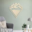 Decoración en madera chopo - Line-Art - Paisaje: Montañas con bosque