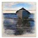 Cuadro de madera Barco solitario en la orilla - 40x41,5 cm