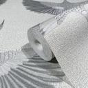 grafisk tapet, non-woven tapet Kumano hvid, grå