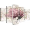 5 stykke lærredsprint Pink vintage blomst