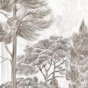 Bosbehang met boslandschap in beige - Ms Tiff