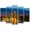Canvas print 5 styks, bybillede natlampe