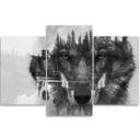 3 stykke lærredsprint, Wolf Forest Black And White