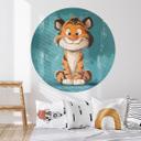 Vinilo decorativo habitación infantil Cachorro de tigre feliz - Magnusson - Redondo