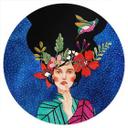 Vinilo decorativo Mujer con colibrí en la noche estrellada - Hülya - Redondo
