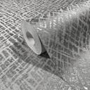 Papel pintado no tejido con motivo de celosía brillante gris, textura plateada