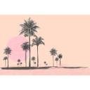 Livingwalls papier peint photo ARTist Miami Beach Sunriseavec palmiers marron, orange, rose