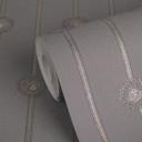 Versace ikke-vævet tapet I Love Baroque striber Medusa Taupe Silver luksuriøst