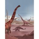 Fotomural de habitación infantil En la tierra de los dinosaurios - marrón
