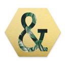 Hexagon bogstaver - Alu-dibond Guld, Jungle "&"