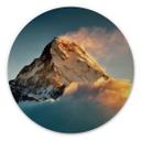 Cuadro de madera amanecer sobre la montaña nevada - Annapurna Himal - Redondo