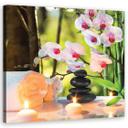 Canvasbillede, Spa stearinlys Orkidé blomster