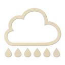 Decoración en madera álamo - nube con gotas (7 piezas)