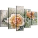 5 stykke lærredstryk, te rose blomster