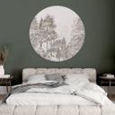 Wanddecoratie Bos met boslandschap in beige - Ms Tiff - Alu-Dibond Rond