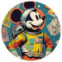 Fototapet Treechild - Mickey som astronaut i retrostil - Rund - vliesetapet/selvklæbende non-woven t