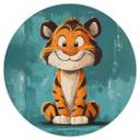 Vinilo decorativo habitación infantil Cachorro de tigre feliz - Magnusson - Redondo