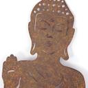 Buddha Gartenstecker Edelrost Optik Metallschild - 29x65x1 cm