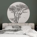 Vinilo decorativo Árbol minimalista en un paisaje tranquilo - Harina - Redondo
