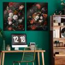 Tableau en verre Mignon - Nature morte avec fleurs et horloge