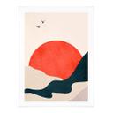 Póster Amanecer en el paisaje con palomas - Kubistika