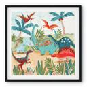 Póster infantil Dinosaurios de colores en el bosque primitivo - Bonne Müller - Cuadrado