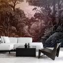 Sepiatonet jungletapet - detaljeret skovmotiv - non-woven