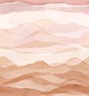 Fototapet med bjergmotiv i akvarel i beige og rosa med blød farvegradient 3,4 x 3,18 m