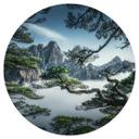 Wallsticker Fyrreskov i Huang Shan-bjergene - NingYun Ye - Rund