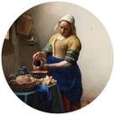 Fototapet - Rundt Vermeer - Pigen med mælkekanden - vliesetapet/selvklæbende non-woven tapet