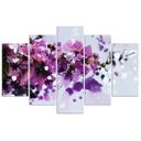 5 stykke lærredsprint Blomster Lilla Natur