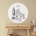 Vinilo decorativo Londres - Blanco y negro - Redondo - Love your City