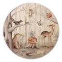 Cuadro de madera para habitación infantil Animales dulces en el bosque redondo - Kvilis
