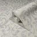 Papel pintado no tejido con flores, hojas ornamentales florales gris brillante