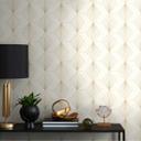 Geometrisk art deco tapet creme guld - moderne tapet med mønster - Ikke-vævet tapet