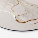 Billede Abstrakt linjekunst i guld og beige - Alma - Rund – print på aluminium