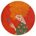 Vinilo decorativo colibrí y mujer en luz roja - Hülya - Redondo