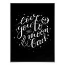 Póster Love you to the moon and back - handlettering - negativo negro
