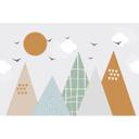 Fototapet bjerge moderne beige grøn 3,75 x 2,50 m - Børnetapet Scandi style non-woven