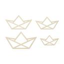 Décoration en bois placage peuplier Bateau origami (4 parties) - 34x21 cm