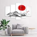 Lærred print 5 styk, Japan bjerge sol