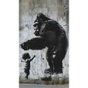 Urban art gorilla child wallpaper - street art i gråsort - Ikke-vævet tapet, der kan udvides