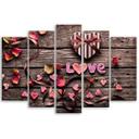 5 stykke lærredstryk Heart Love vintage blomster