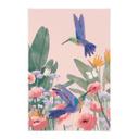 Tekstil plakat To kolibrier i den farverige blomstereng - Goed Blauw