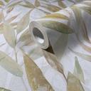 Papel pintado no tejido hojas naturaleza floral mate en blanco