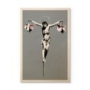 Cuadro de madera Banksy - Jesucristo con bolsas de la compra