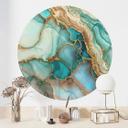 Vinilo decorativo Olas jaspeadas en turquesa y oro - Haase - Redondo